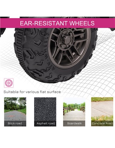 HOMCOM 12V Kids Quad Bike with Forward Reverse Functions, Ride On ATV with Music, LED Headlights, for Ages 3-5 Years - Pink