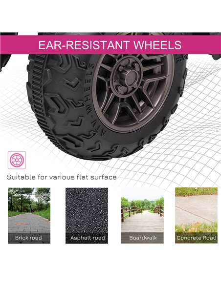 HOMCOM 12V Kids Quad Bike with Forward Reverse Functions, Ride On ATV with Music, LED Headlights, for Ages 3-5 Years - Pink - pic 5520 | FastDaddyshop