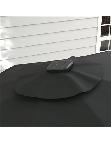 Outsunny 3(m) Adjustable Cantilever Parasol with Base, Solar LED Lights, Dark Grey 84D-110V03CG