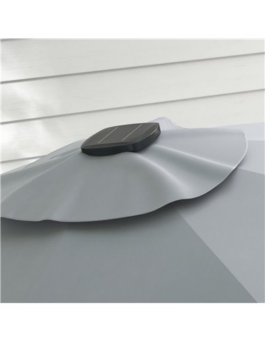 Outsunny 3(m) Adjustable Cantilever Parasol with Base, Solar LED Lights, Light Grey 84D-110V03LG