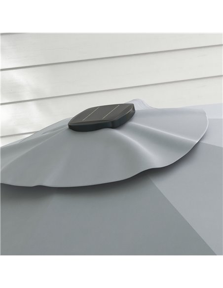 Outsunny 3(m) Adjustable Cantilever Parasol with Base, Solar LED Lights, Light Grey 84D-110V03LG - pic 55214 | FastDaddyshop