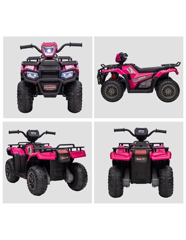 HOMCOM 12V Kids Quad Bike with Forward Reverse Functions, Ride On ATV with Music, LED Headlights, for Ages 3-5 Years - Pink