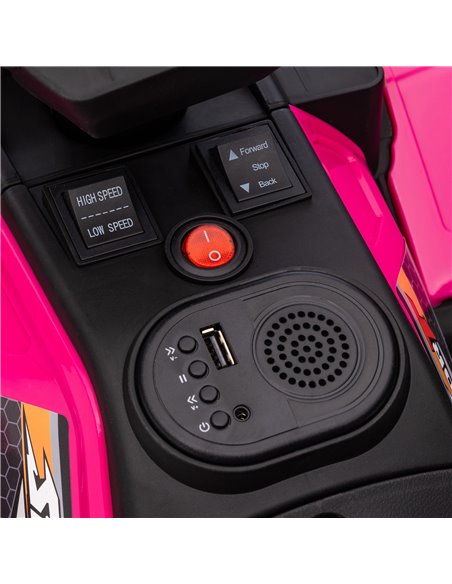 HOMCOM 12V Kids Quad Bike with Forward Reverse Functions, Ride On ATV with Music, LED Headlights, for Ages 3-5 Years - Pink - pic 5523 | FastDaddyshop