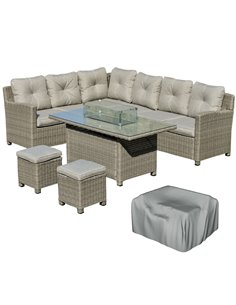 Outsunny 8-Seater Outdoor PE Rattan Sofa Set, Brown 860-170