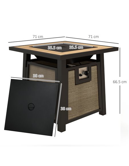Outsunny 50,000 BTU Gas Fire Pit Table with Cover and Glass Beads, Brown 842-338V70BN - pic 55262 | FastDaddyshop