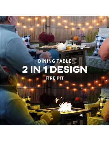 Outsunny 50,000 BTU Gas Fire Pit Table with Cover and Glass Beads, Brown 842-338V70BN