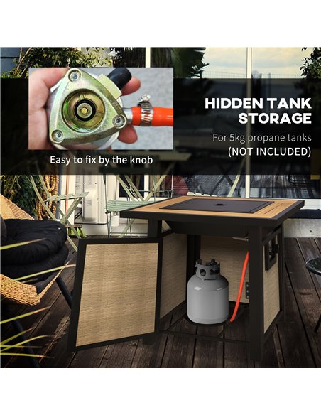 Outsunny 50,000 BTU Gas Fire Pit Table with Cover and Glass Beads, Brown 842-338V70BN - pic 55265 | FastDaddyshop