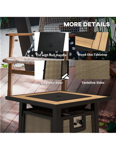 Outsunny 50,000 BTU Gas Fire Pit Table with Cover and Glass Beads, Brown 842-338V70BN