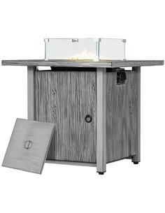 Outsunny 40,000 BTU Gas Fire Pit Table with Cover, Glass Screen, Grey 842-346V70GY