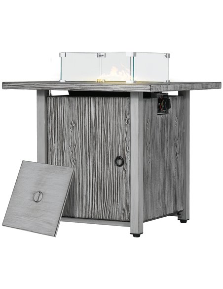 Outsunny 40,000 BTU Gas Fire Pit Table with Cover, Glass Screen, Grey 842-346V70GY - pic 55269 | FastDaddyshop