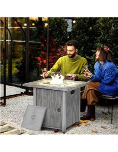 Outsunny 40,000 BTU Gas Fire Pit Table with Cover, Glass Screen, Grey 842-346V70GY 2