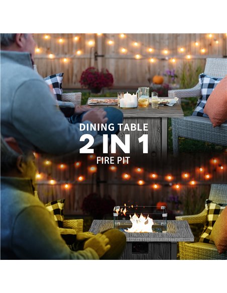 Outsunny 40,000 BTU Gas Fire Pit Table with Cover, Glass Screen and Glass Beads, Grey 842-346V70GY - pic 55272 | FastDaddyshop