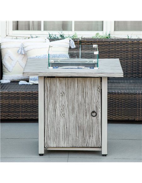 Outsunny 40,000 BTU Gas Fire Pit Table with Cover, Glass Screen and Glass Beads, Grey 842-346V70GY - pic 55277 | FastDaddyshop