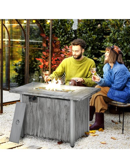 Outsunny 50,000 BTU Gas Fire Pit Table with Cover, Glass Screen and Glass Beads, Grey 842-345V70GY - pic 55297 | FastDaddyshop