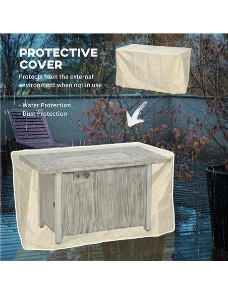 Outsunny 50,000 BTU Gas Fire Pit Table with Cover, Glass Screen and Glass Beads, Grey 842-345V70GY - pic 55302 | FastDaddyshop
