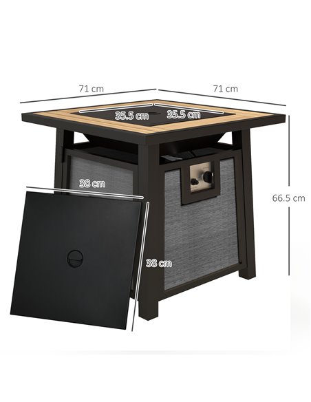 Outsunny Gas Fire Pit Table, 50,000 BTU with Protective Cover and Decorative Glass Beads, Dark Grey 842-338V70CG - pic 55307 | FastDaddyshop