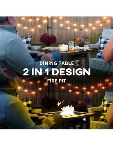 Outsunny Gas Fire Pit Table, 50,000 BTU with Protective Cover and Decorative Glass Beads, Dark Grey 842-338V70CG