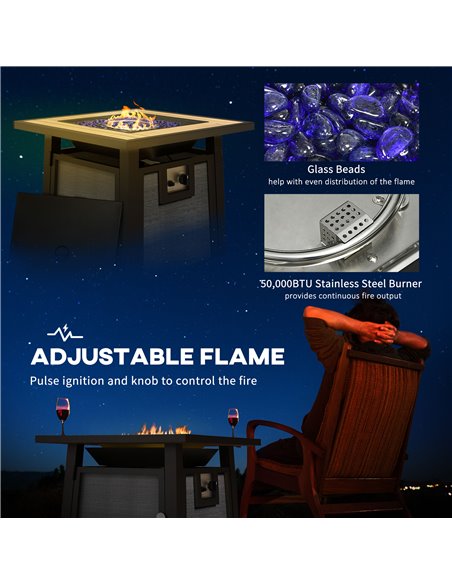 Outsunny Gas Fire Pit Table, 50,000 BTU with Protective Cover and Decorative Glass Beads, Dark Grey 842-338V70CG - pic 55309 | FastDaddyshop