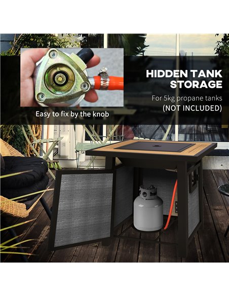 Outsunny Gas Fire Pit Table, 50,000 BTU with Protective Cover and Decorative Glass Beads, Dark Grey 842-338V70CG - pic 55310 | FastDaddyshop