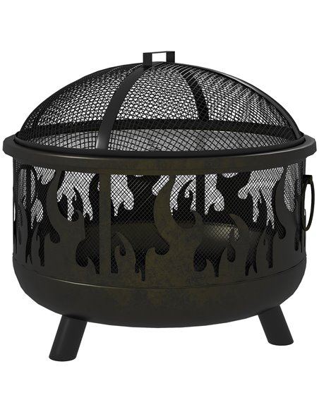 Outsunny Metal Firepit Bowl, 2-In-1 Outdoor Round Fire Pit, Black 842-169V01BK - pic 55314 | FastDaddyshop