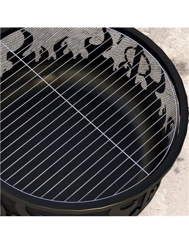 Outsunny Metal Firepit Bowl, 2-In-1 Outdoor Round Fire Pit with Lid, Grill, Poker, Handles for Camping, BBQ, Bonfire, Wood Burni