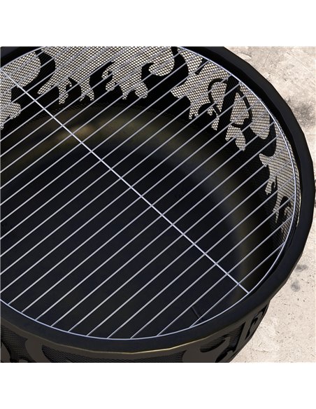 Outsunny Metal Firepit Bowl, 2-In-1 Outdoor Round Fire Pit with Lid, Grill, Poker, Handles for Camping, BBQ, Bonfire, Wood Burni - pic 55321 | FastDaddyshop