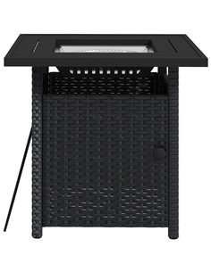 Outsunny Rattan Garden Fire Pit, 50,000 BTU Propane Fire Table, Black 867-209V70BK