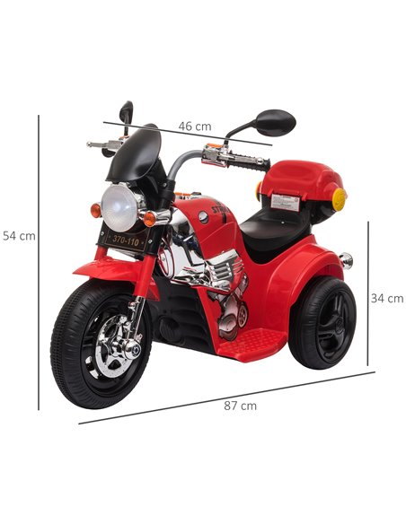 HOMCOM 6V Battery PP Kids Motorcycle Ride On Trike w/ Lights Music Horn 18 - 36 Months Red - pic 5533 | FastDaddyshop