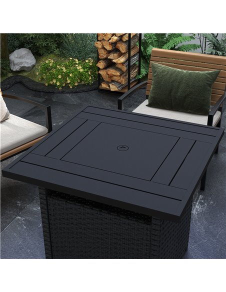 Outsunny Rattan Garden Fire Pit, 50,000 BTU Propane Fire Table with Glass Wind Guard, Black 867-209V70BK - pic 55330 | FastDaddyshop