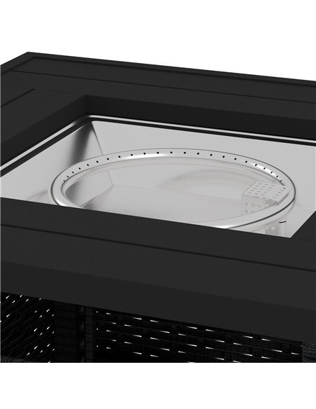 Outsunny Rattan Garden Fire Pit, 50,000 BTU Propane Fire Table with Glass Wind Guard, Black 867-209V70BK - pic 55331 | FastDaddyshop