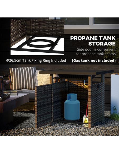 Outsunny Fire Pit Table, 72.5 x 72.5cm, 50,000 BTU, with Protective Cover, Outdoor Heating, Brown 867-209V70MB - pic 55336 | FastDaddyshop