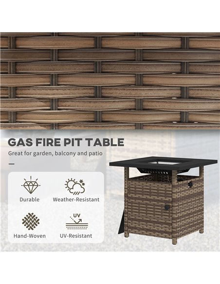 Outsunny Fire Pit Table, 72.5 x 72.5cm, 50,000 BTU, with Protective Cover, Outdoor Heating, Brown 867-209V70MB - pic 55338 | FastDaddyshop