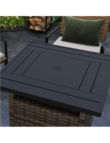 Outsunny Fire Pit Table, 72.5 x 72.5cm, 50,000 BTU, with Protective Cover, Outdoor Heating, Brown 867-209V70MB