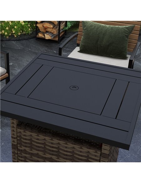 Outsunny Fire Pit Table, 72.5 x 72.5cm, 50,000 BTU, with Protective Cover, Outdoor Heating, Brown 867-209V70MB - pic 55339 | FastDaddyshop