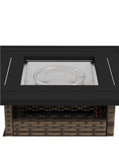 Outsunny Fire Pit Table, 72.5 x 72.5cm, 50,000 BTU, with Protective Cover, Outdoor Heating, Brown 867-209V70MB