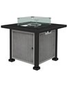 Outsunny Rattan Square Gas Fire Pit Table with Glass Screen, Grey 842-252V01GY