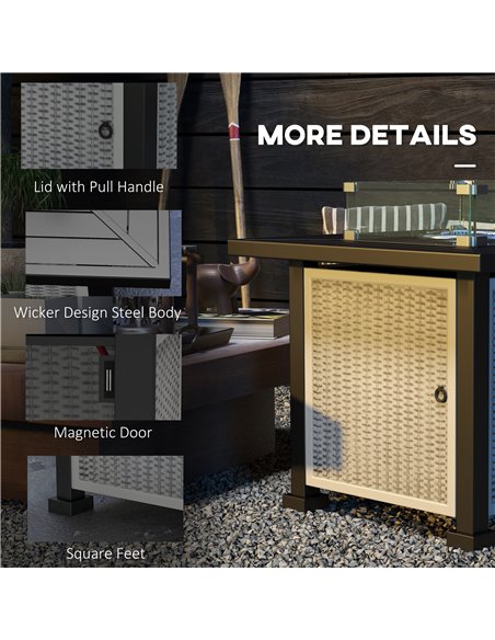 Outsunny Square Gas Fire Pit Table, Rattan Smokeless Fire Pit with Glass Screen and Beads, Lid, 50000 BTU, 81x81x64cm, Grey 842- - pic 55348 | FastDaddyshop