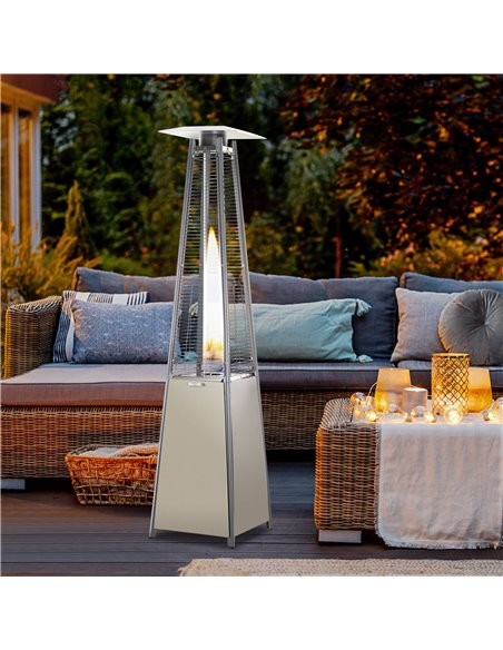 Outsunny 10.5KW Stainless Steel Outdoor Garden Patio Pyramid Heating Propane Gas Real Flame Heater Warmer Glass Tube w/ Wheels a - pic 55351 | FastDaddyshop