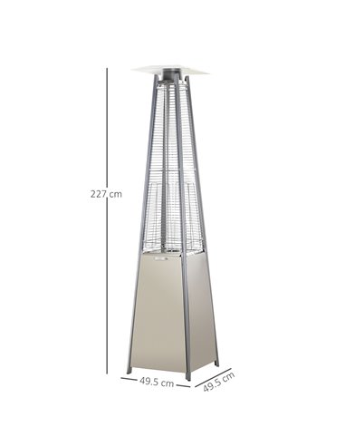 Outsunny 10.5KW Stainless Steel Outdoor Garden Patio Pyramid Heating Propane Gas Real Flame Heater Warmer Glass Tube w/ Wheels a