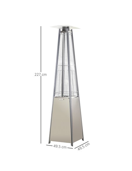 Outsunny 10.5KW Stainless Steel Outdoor Garden Patio Pyramid Heating Propane Gas Real Flame Heater Warmer Glass Tube w/ Wheels a - pic 55352 | FastDaddyshop