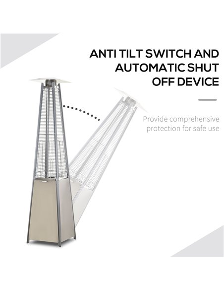 Outsunny 10.5KW Stainless Steel Outdoor Garden Patio Pyramid Heating Propane Gas Real Flame Heater Warmer Glass Tube w/ Wheels a - pic 55353 | FastDaddyshop