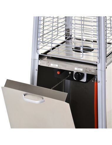 Outsunny 10.5KW Stainless Steel Outdoor Garden Patio Pyramid Heating Propane Gas Real Flame Heater Warmer Glass Tube w/ Wheels a
