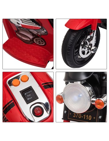 HOMCOM 6V Battery PP Kids Motorcycle Ride On Trike w/ Lights Music Horn 18 - 36 Months Red