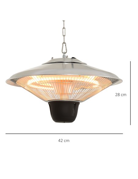 Outsunny 1500W Patio Heater Outdoor Ceiling Mounted Aluminium Halogen Electric Hanging  Heating Light Pull Switch Control 842-08 - pic 55379 | FastDaddyshop