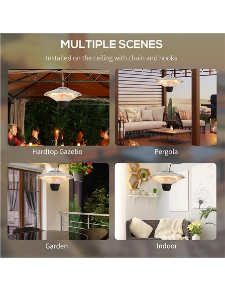 Outsunny 1500W Patio Heater Outdoor Ceiling Mounted Aluminium Halogen Electric Hanging  Heating Light Pull Switch Control 842-08 - pic 55380 | FastDaddyshop