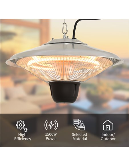 Outsunny 1500W Patio Heater Outdoor Ceiling Mounted Aluminium Halogen Electric Hanging  Heating Light Pull Switch Control 842-08 - pic 55382 | FastDaddyshop