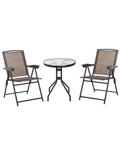 Outsunny 3 Piece Patio Furniture Garden Bistro Set, Brown 84B-225