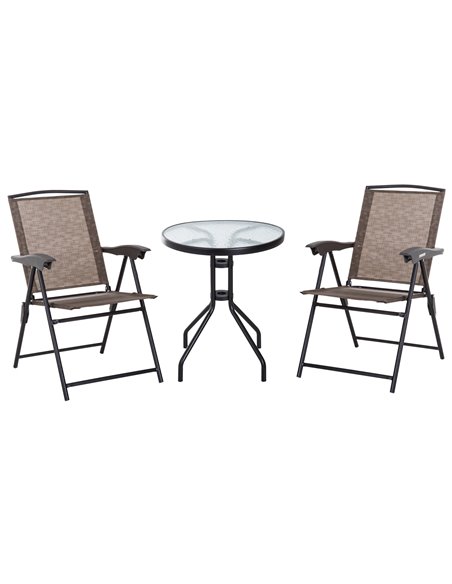 Outsunny 3 Piece Patio Furniture Garden Bistro Set, Brown 84B-225 - pic 55386 | FastDaddyshop