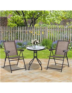 Outsunny 3 Piece Patio Furniture Garden Bistro Set, Brown 84B-225 2