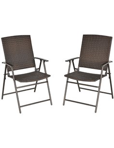 Outsunny 2pcs Folding Garden Chair Rattan Bistro Set, Brown 867-070